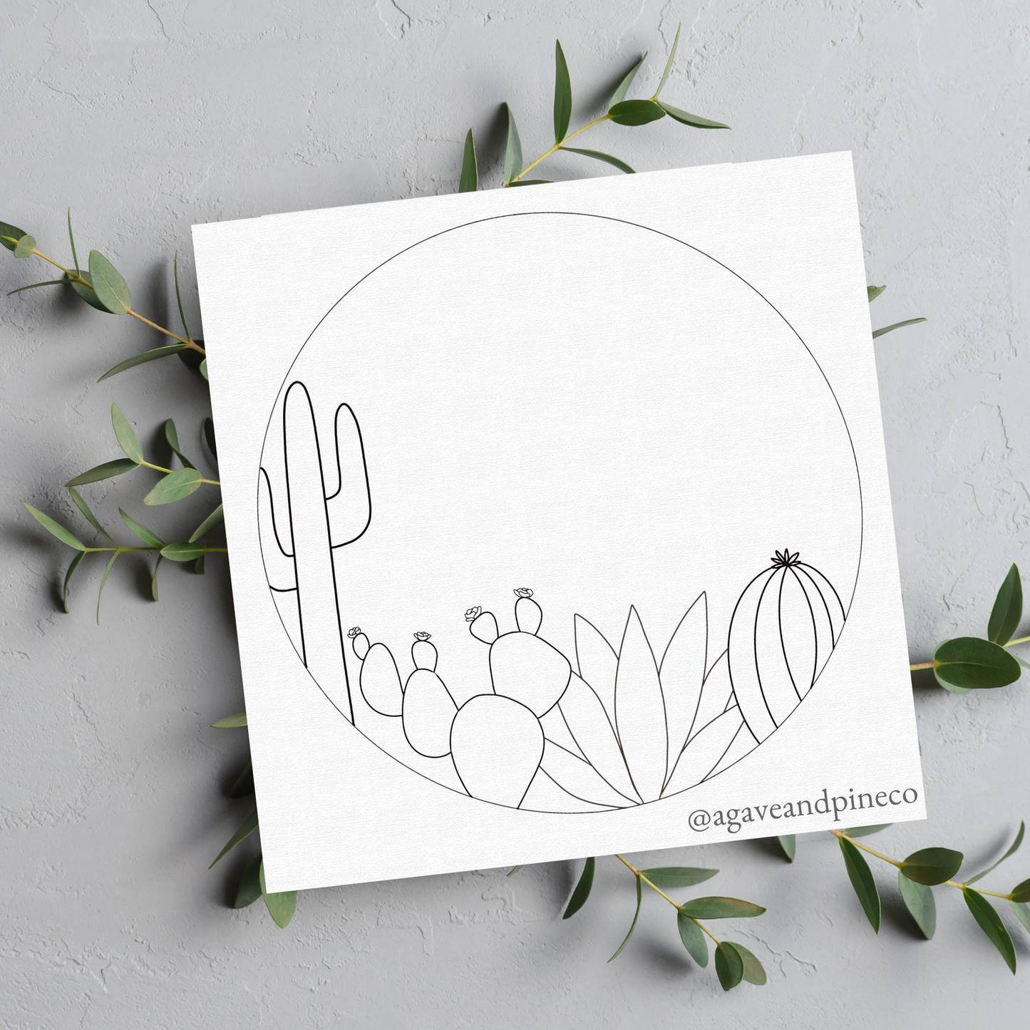 Desert cactus round template *LASER READY*