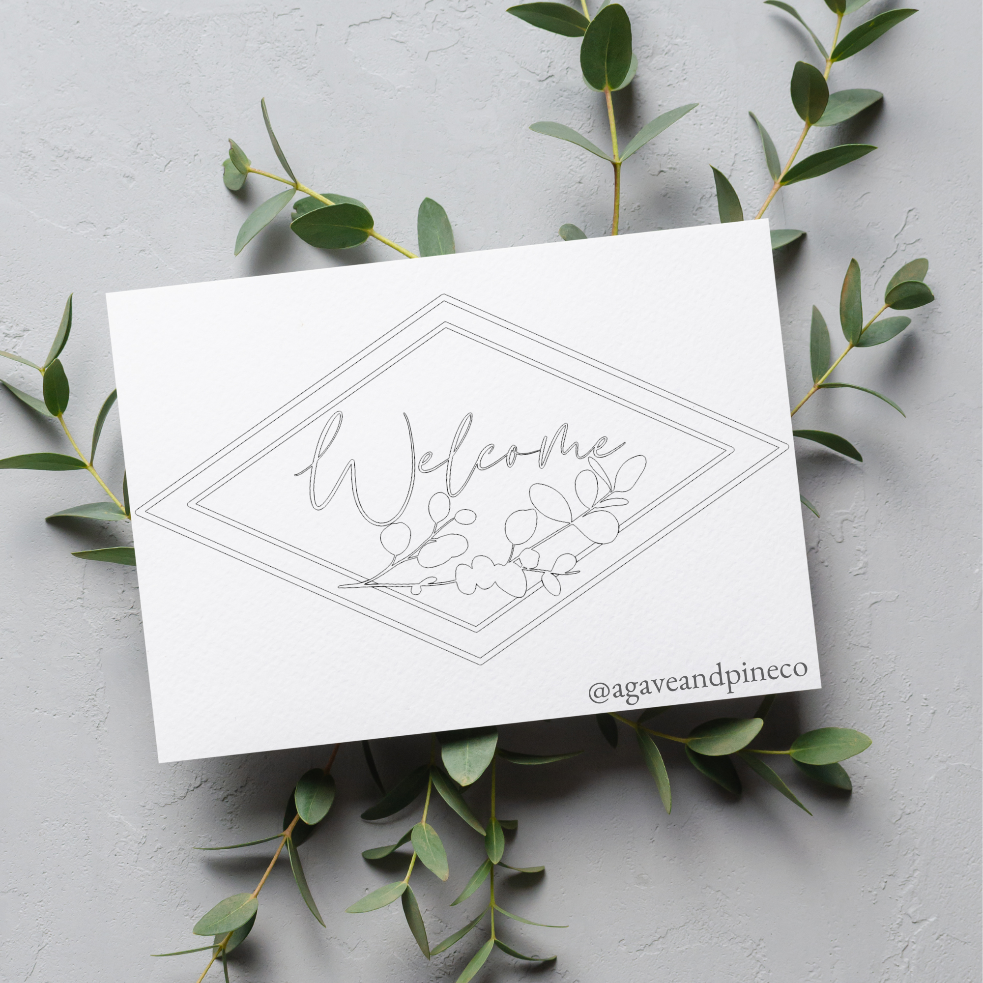 Eucalyptus Welcome Template with backer file *Laser ready*