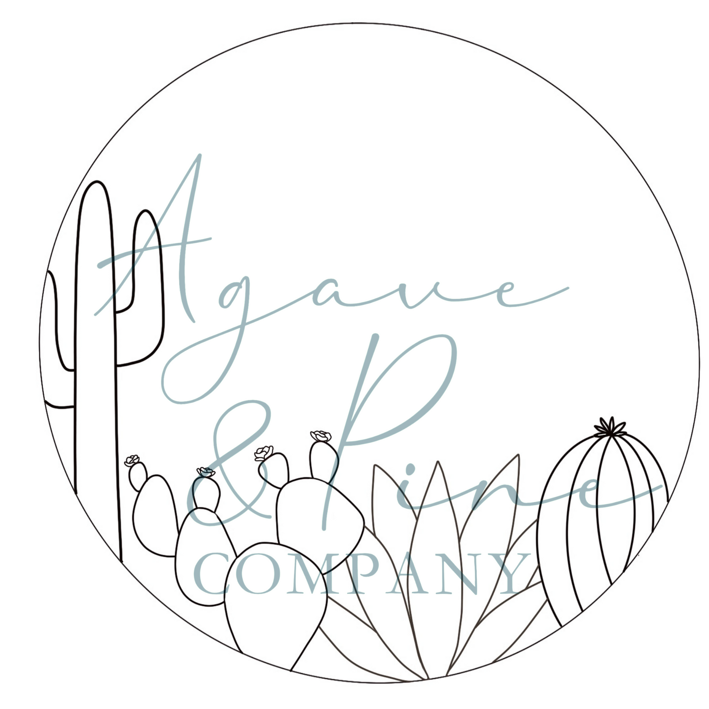 Desert cactus round template *LASER READY*