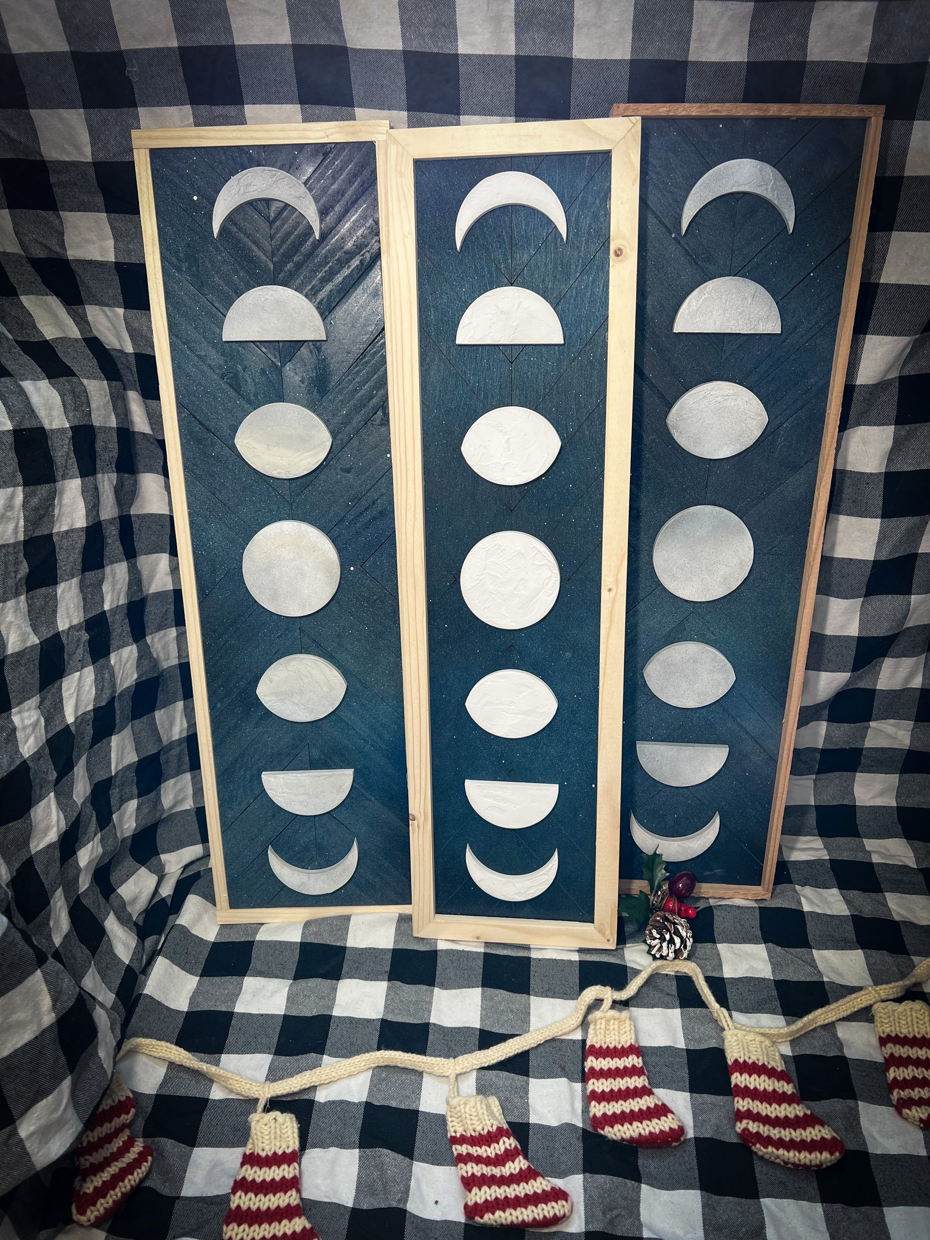 Moon Phases with dark stained frame