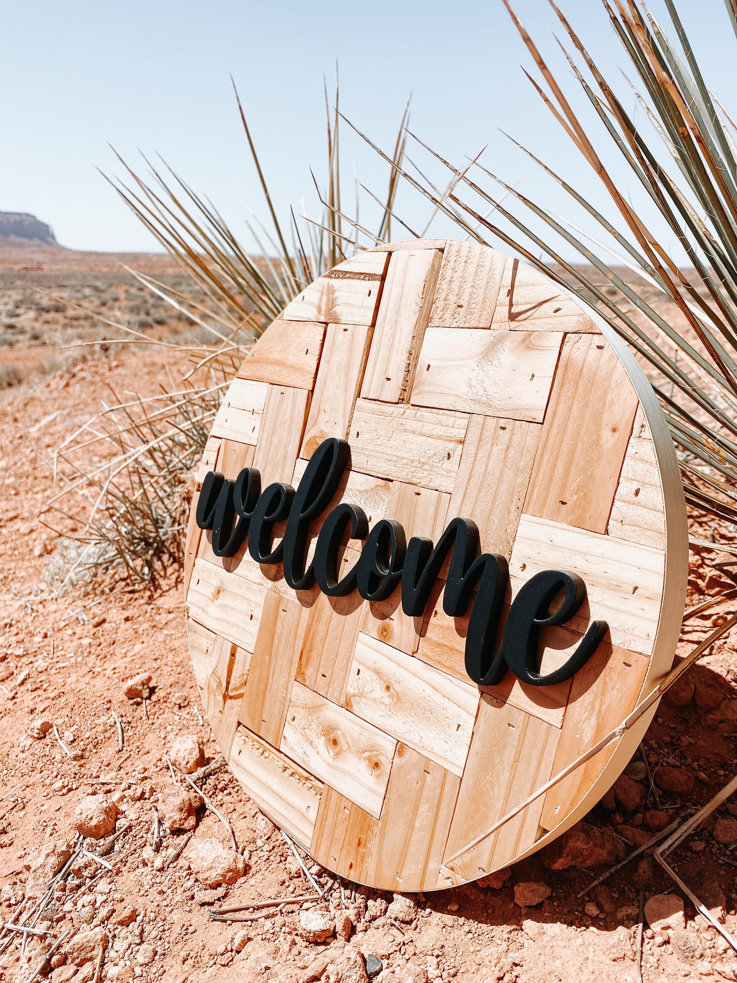 Herringbone Welcome sign