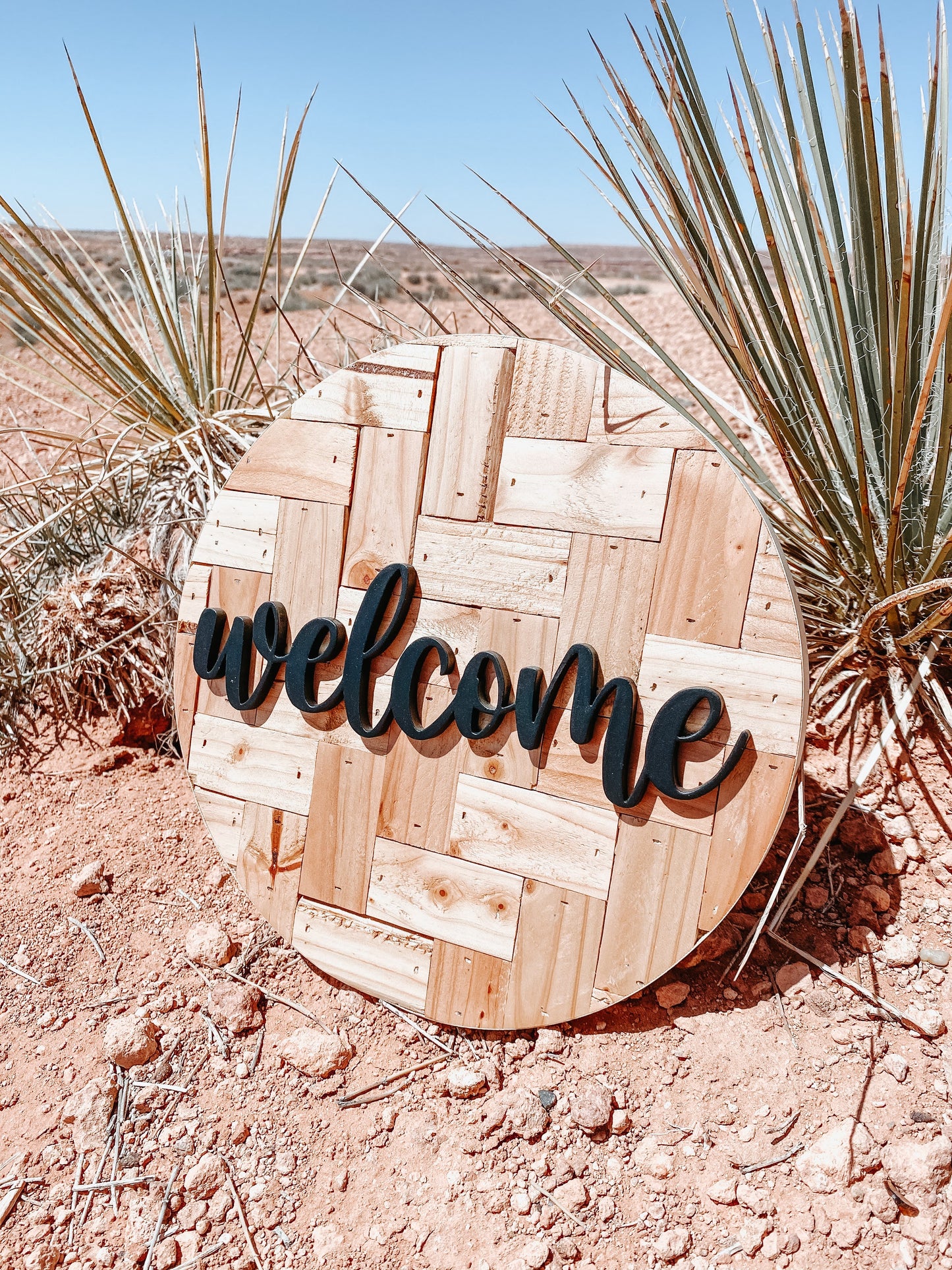 Herringbone Welcome sign